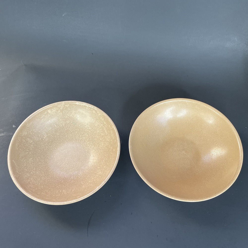 Vintage Lot of 2 BOLTA  Cereal Salad Bowls‎ Made In USA 258-6 Tan Brown Melamine